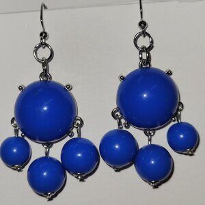 Blue Large Bubble Earrings with Three Small Blue Bubble Drops